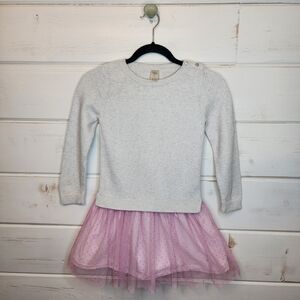 OshKosh B'gosh Cream Knit Sweater with Punk Tulle Skirt Size 6